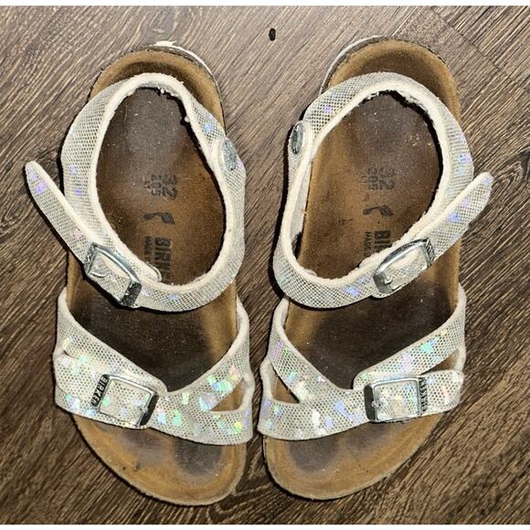 Birkenstock Rio Kids Silver Girls's Sandals Little Kid's Size 1.5/2 Eur 32 - Picture 1 of 9